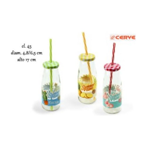 Cerve Barattolo c/can. cl.45 FUN Barattolo con cannuccia 45 cl Fun. Decori Assortiti