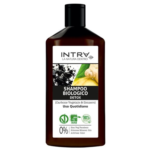 Intra Carbone Vegetale & Zenzero Shampoo Biologico Detox 250ml