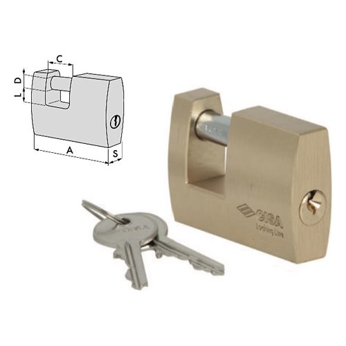 Lucchetto Cisa 121610700 LOCKING LINE Ottone spazzolato