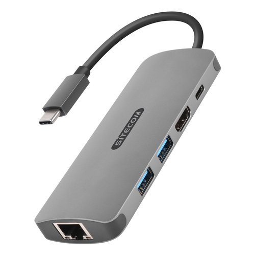 HUB Sitecom CN 379 Usb C To Hdmi + Gigabit Lan Adapter Gray