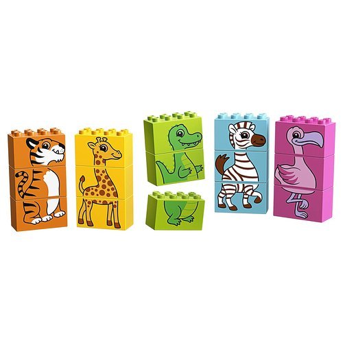 10885 Contiene 5 animali puzzle LEGO DUPLO costruibili: un fenicottero, una zebra, una giraffa, un coccodrillo e una tigre. Aiuta il tuo bambino a sviluppare le capacità di costruzione di base e quel