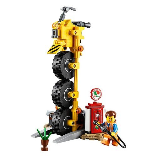 Lego 70823 Include una minifigure di Emmet più un invasore alieno in mattoncini con bocca apribile e occhio rotante. Il Triciclo di Emmet è dotato di sedile per minifigure, 3 pneumatici in gomma, sta