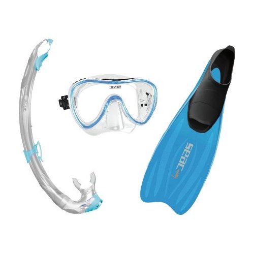 SEAC Zoom Set Snorkeling Unisex Adulto - Maschera, Boccaglio E Pinne (Blu, 39-41)