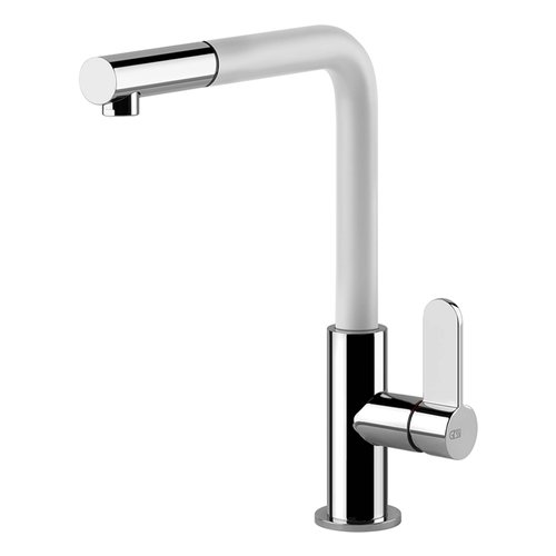 Gessi 50103#379 Rubinetto miscelatore monocomando con doccetta estraibile Lavello cucina Corpo cromo - canna Bianca Helium