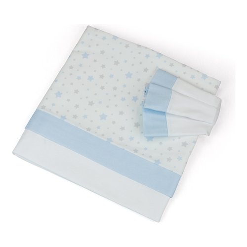 Set lenzuola lettino Baby Idea L2006AZ STELLINE Completo Azzurro