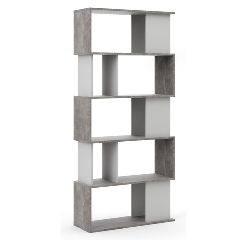 Libreria Tvilum 71735GX49 MAZE Ossido cemento e Bianco