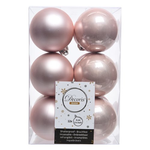 Set palline albero di natale Amicasa 9021924 Blush pink