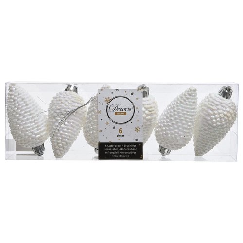 Set addobbi albero di natale Amicasa 9028601 Pigne White iris