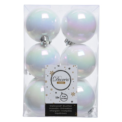 Set palline albero di natale Amicasa 9021834 White iris