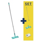 Leifheit - Il comodo set Clean & Away di Leifheit è perfetto per una rapida pulizia a secco provvisoria. È composto da un manico a 4 componenti, una base Clean & Away e da cinque panni da polvere q quindi è sempre pronto all’uso. Con semplici operazioni il panno da polvere può essere fissato ai quattro morsetti della base. Tramite l’attrito sul pavimento le fibre del panno si caricano elettrostaticamente. Polvere, sporcizia e capelli vengono attratti come un magnete e rimangono attaccati al lavapavimenti, a differenza