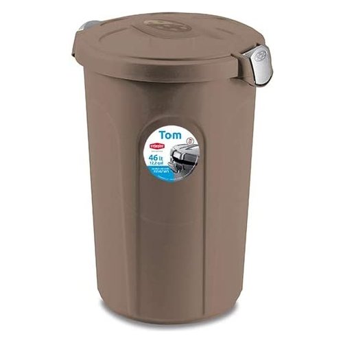 Bidone Stefanplast 70526 TOM Con Coperchio a Clip Tortora