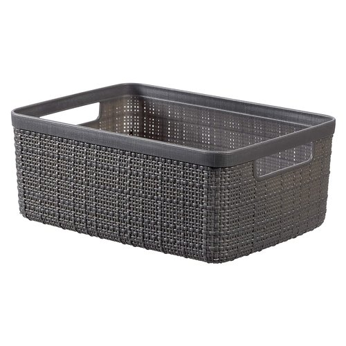 Cesta Rettangolare Curver Knit – 19 Litri, Colore Blu, Plastica Resistente Con Effetto Maglia, Manici Ergonomici, Ideale Per Bagno, Cucina E Lavanderia