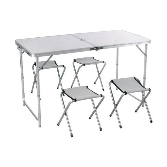 Kit valigetta picnic Amicasa CHO 8813 Tavolo con 4 Sgabelli Bianco