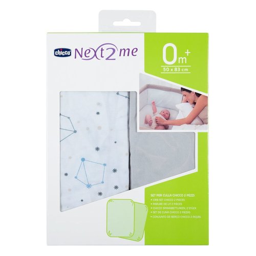 Set lenzuola culla Chicco 00 10796 350 NEXT2ME 2 pezzi Grey fox