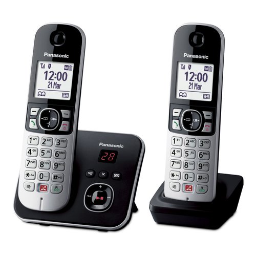 Cordless Panasonic KX TG6862JTB Twin Dect Black e Silver