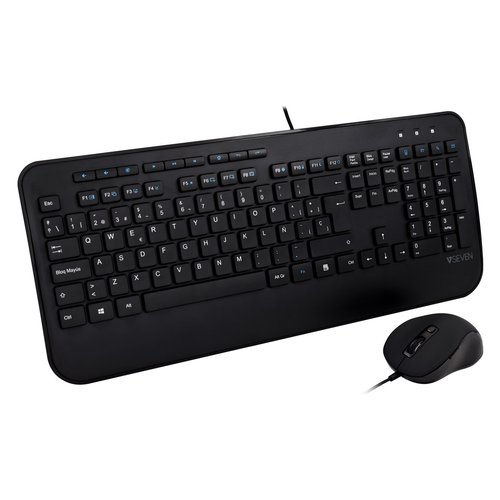 V7 Combinazione di tastiera USB di dimensioni standard con poggiapolsi e mouse ambidestro - ES