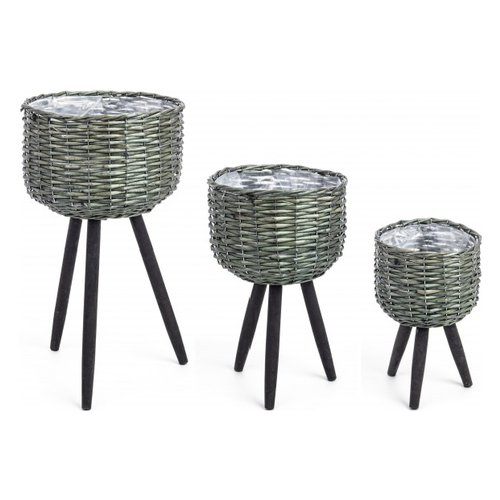 Set vasi piante Yes Everyday 0502515 TRIPOD Verde e Nero