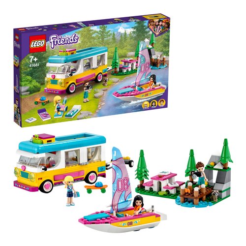 Costruzioni LEGO 41681 Friends Camper Van nel bosco con barca a vela