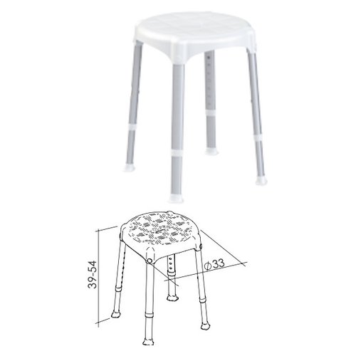 Sgabello bagno K Design EH STRA PP BX Regolabile fino h.54 cm Bianco