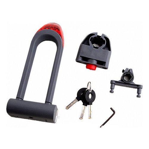 Lucchetto bici Labor TY3851 BK064 Ad Arco Rigido con Led Nero e Rosso 