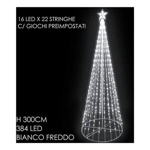Albero Natale General Trade 450086 CONO 384 Led con Giochi Luce Bianco