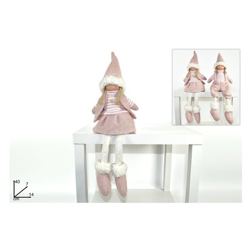 Bambolina Seduta Rosa Due Esse Christmas LZ000296 Assortito