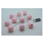 Pre Qu' Italia - Filo luci Pre Qu' Italia D3690 Sferette Led Pelliccia Rosa