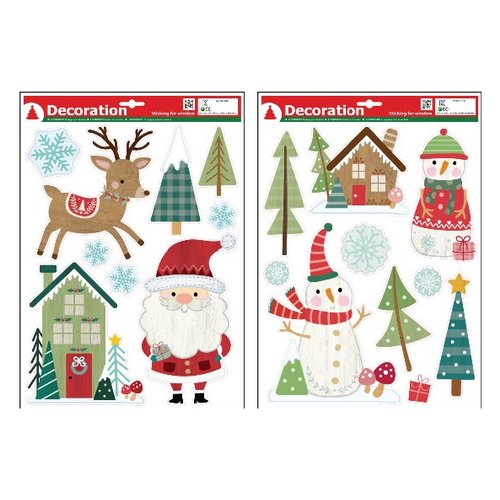 Vetrofania Natale Tabor 416379 Personaggi Natale Assortito