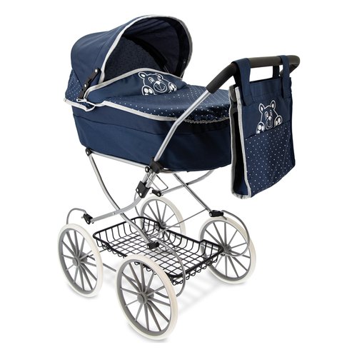 Carrozzina giocattolo Teorema 74256 BABY TEO Classica con borsetta Blu