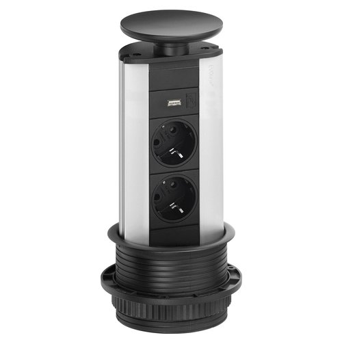 Multipresa mobile Evoline 159310400300 PORT Silver e Nero