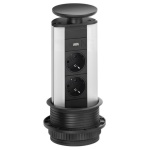 Evoline - Multipresa mobile Evoline 159310400300 PORT a scomparsa Silver e Nero