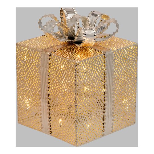Decorazione luminosa Natale Lotti 63327 XMAS KING Pacco regalo Champag