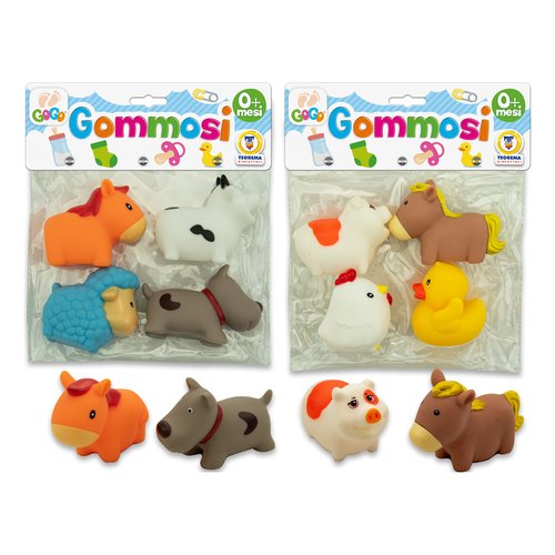 Animali giocattolo Teorema 66778 GOGO Set Animali Fattoria Gommosi Ass