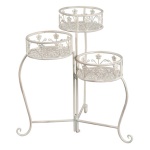 Porta piante Amicasa Pieghevole 3 posti Bianco anticato