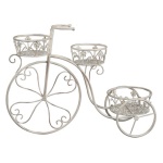 Amicasa - Porta piante Amicasa Bici 3 posti Bianco Antico