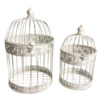 Amicasa - Gabbia uccelli Amicasa Set 2 pz Bianco Antico