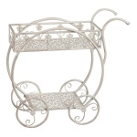 Amicasa - Porta piante Amicasa Carrellino con ruote Bianco Antico