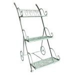 Amicasa - Porta piante Amicasa Carrello 3 Ripiani Verde Salvia