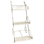 Amicasa - Porta piante Amicasa Carrello 3 Ripiani Bianco Antico