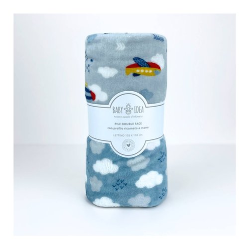 Coperta lettino Baby Idea PFLA Aereo Azzurro