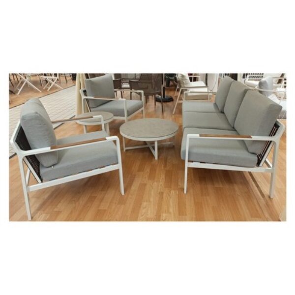 Set da esterno Amicasa LY AS 038 JESOLO Alluminio e Teak bianco