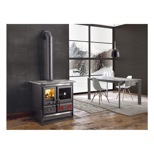 Cucina legna Nordica 7015448 ROSA L 5.0 VST Steel Nero antracite