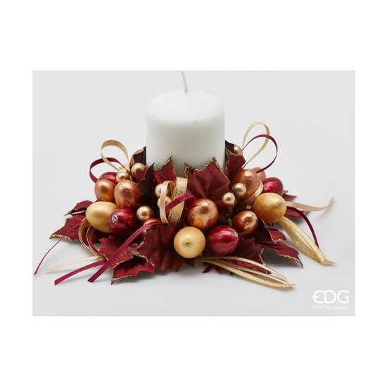 Edg Girocandela Agrifoglio Rosso e Oro Corona natalizia Edg 685195,42 Girocandela Agrifoglio Rosso e Oro