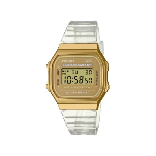 Orologio Casio A168XESG 9AEF VINTAGE Iconic Clear e Gold
