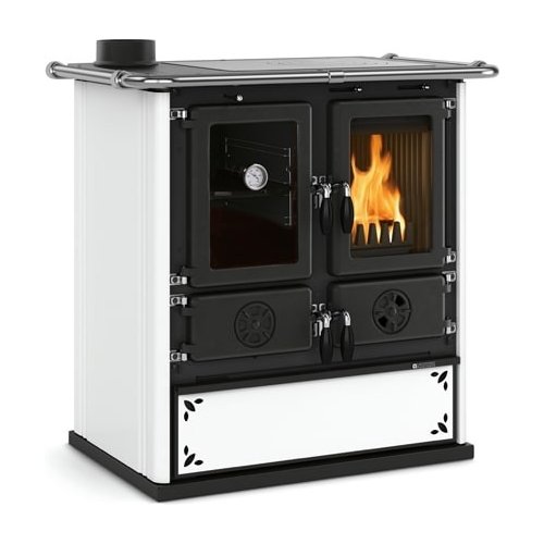 Cucina legna Nordica 7013179 ROSETTA SX VST 5.0 Steel Bianco puntinato