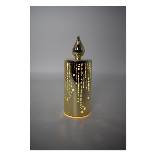 Candela led Pre Qu' Italia D3854 Stelle traforate effetto flash Oro