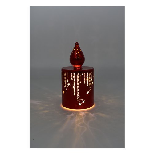 Candela led Pre Qu' Italia D3855 Stelle traforate effetto flash Rosso