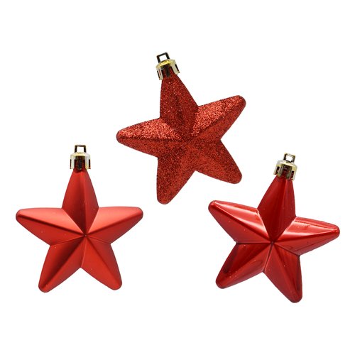 Set addobbi albero Natale Pre Qu' Italia B5046 Stelle Assortito Rosso