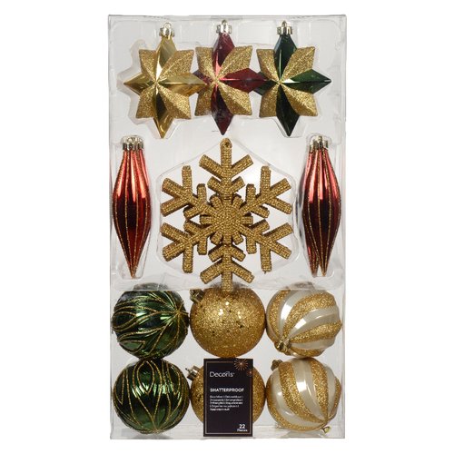 Set addobbi albero di natale Kaemingk 021127 Addobbi Red gold