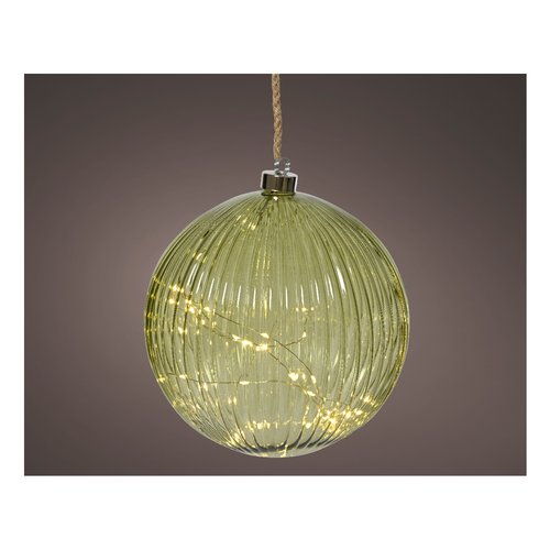 Decoro Kaemingk 487597 Sfera vetro con micro led Verde